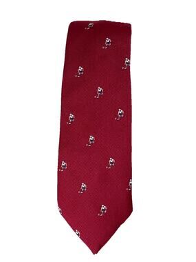 Vintage 1970s Soccer Futbol Neck Tie Maroon Soccer Players - World Cup - FIFA